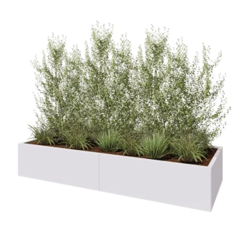 Jardinieră XXL din oțel - Dreptunghiular - 240 x 80 x 40 cm - RAL9010 mat (alb) - Fără placă de bază