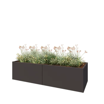 Jardinieră XXL din oțel - Dreptunghiular - 240 x 80 x 60 cm - RAL7016 mat (gri antracit) - Cu placă de bază