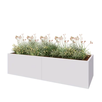 Jardinieră XXL din oțel - Dreptunghiular - 240 x 80 x 60 cm - RAL9010 mat (alb) - Cu placă de bază
