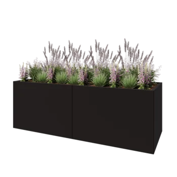 Jardinieră XXL din oțel - Dreptunghiular - 240 x 80 x 80 cm - RAL9005 mat (negru) - Cu placă de bază