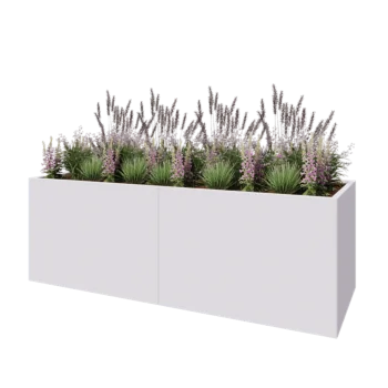 Jardinieră XXL din oțel - Dreptunghiular - 240 x 80 x 80 cm - RAL9010 mat (alb) - Fără placă de bază