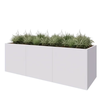 Jardinieră XXL din oțel - Dreptunghiular - 300 x 100 x 100 cm - RAL9010 mat (alb) - Cu placă de bază