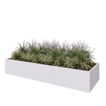 Jardinieră XXL din oțel - Dreptunghiular - 300 x 100 x 50 cm - RAL9010 mat (alb) - Cu placă de bază