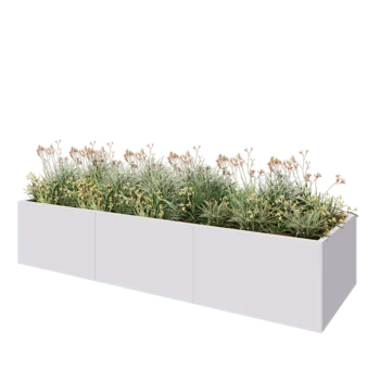 Jardinieră XXL din oțel - Dreptunghiular - 300 x 100 x 60 cm - RAL9010 mat (alb) - Cu placă de bază