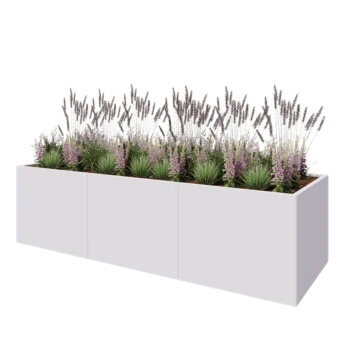 Jardinieră XXL din oțel - Dreptunghiular - 300 x 100 x 80 cm - RAL9010 mat (alb) - Cu placă de bază