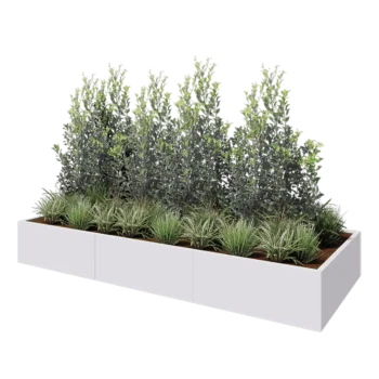 Jardinieră XXL din oțel - Dreptunghiular - 300 x 120 x 40 cm - RAL9010 mat (alb) - Cu placă de bază