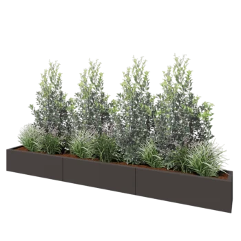 Jardinieră XXL din oțel - Dreptunghiular - 300 x 30 x 30 cm - RAL7016 mat (gri antracit) - Cu placă de bază