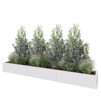 Jardinieră XXL din oțel - Dreptunghiular - 300 x 40 x 30 cm - RAL9010 mat (alb) - Cu placă de bază