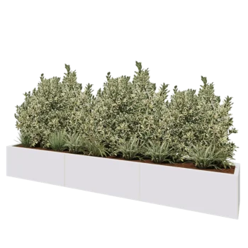 Jardinieră XXL din oțel - Dreptunghiular - 300 x 40 x 40 cm - RAL9010 mat (alb) - Fără placă de bază