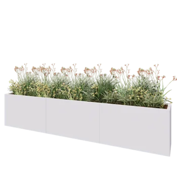 Jardinieră XXL din oțel - Dreptunghiular - 300 x 40 x 60 cm - RAL9010 mat (alb) - Cu placă de bază