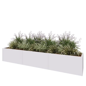 Jardinieră XXL din oțel - Dreptunghiular - 300 x 50 x 50 cm - RAL9010 mat (alb) - Cu placă de bază