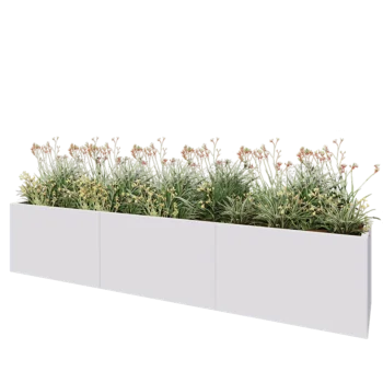 Jardinieră XXL din oțel - Dreptunghiular - 300 x 50 x 60 cm - RAL9010 mat (alb) - Cu placă de bază