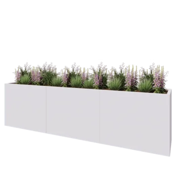 Jardinieră XXL din oțel - Dreptunghiular - 300 x 50 x 80 cm - RAL9010 mat (alb) - Cu placă de bază