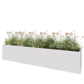 Jardinieră XXL din oțel - Dreptunghiular - 300 x 60 x 60 cm - RAL9010 mat (alb) - Cu placă de bază