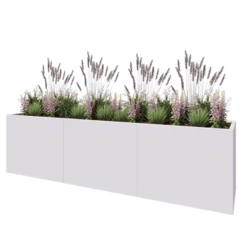 Jardinieră XXL din oțel - Dreptunghiular - 300 x 60 x 80 cm - RAL9010 mat (alb) - Cu placă de bază
