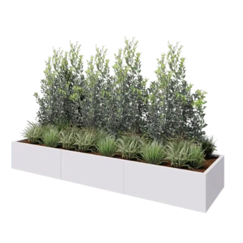 Jardinieră XXL din oțel - Dreptunghiular - 300 x 80 x 40 cm - RAL9010 mat (alb) - Fără placă de bază