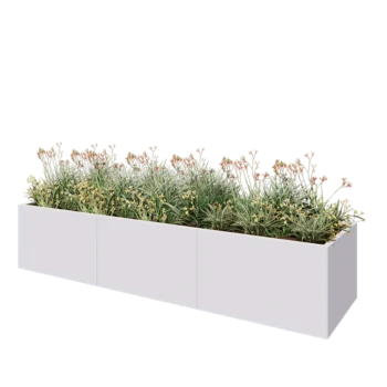 Jardinieră XXL din oțel - Dreptunghiular - 300 x 80 x 60 cm - RAL9010 mat (alb) - Cu placă de bază