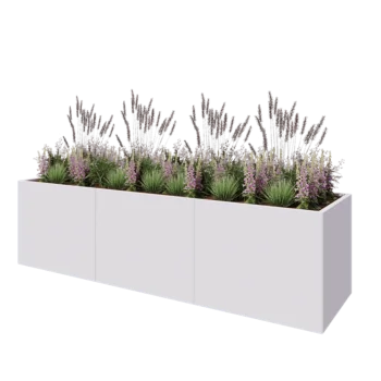 Jardinieră XXL din oțel - Dreptunghiular - 300 x 80 x 80 cm - RAL9010 mat (alb) - Cu placă de bază