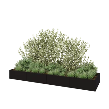 Jardinieră XXL din oțel - Dreptunghiular - 400 x 100 x 40 cm - RAL9005 mat (negru) - Fără placă de bază