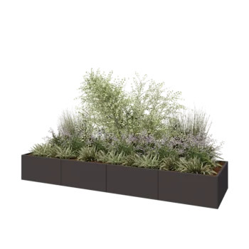 Jardinieră XXL din oțel - Dreptunghiular - 400 x 100 x 50 cm - RAL7016 mat (gri antracit) - Fără placă de bază