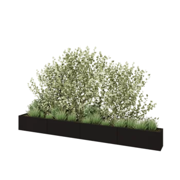 Jardinieră XXL din oțel - Dreptunghiular - 400 x 30 x 40 cm - RAL9005 mat (negru) - Fără placă de bază