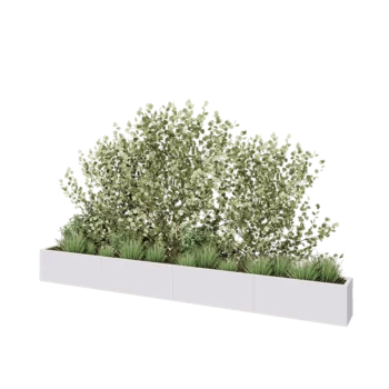 Jardinieră XXL din oțel - Dreptunghiular - 400 x 30 x 40 cm - RAL9010 mat (alb) - Cu placă de bază