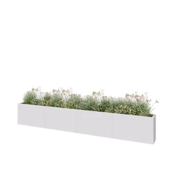 Jardinieră XXL din oțel - Dreptunghiular - 400 x 30 x 60 cm - RAL9010 mat (alb) - Cu placă de bază