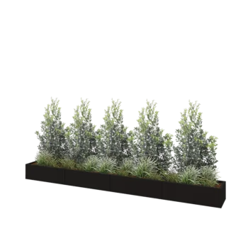 Jardinieră XXL din oțel - Dreptunghiular - 400 x 40 x 30 cm - RAL9005 mat (negru) - Fără placă de bază