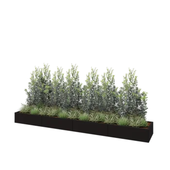 Jardinieră XXL din oțel - Dreptunghiular - 400 x 60 x 30 cm - RAL9005 mat (negru) - Fără placă de bază