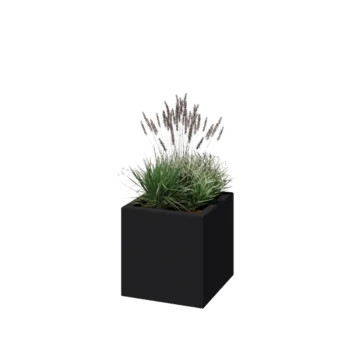 Jardinieră din fibră de sticlă - Pătrat - 40 x 40 x 40 cm - RAL7021 mat (gri negru) - Cu fund