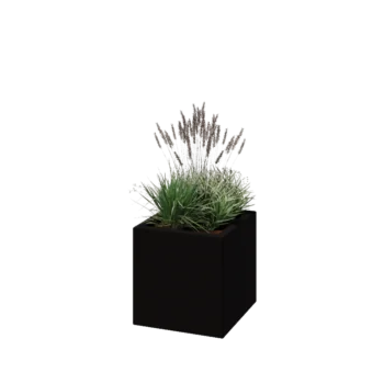 Jardinieră din fibră de sticlă - Pătrat - 40 x 40 x 40 cm - RAL9005 mat (negru) - Cu fund