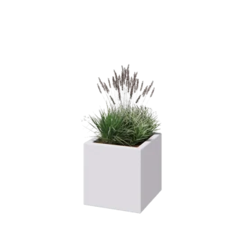 Jardinieră din fibră de sticlă - Pătrat - 40 x 40 x 40 cm - RAL9010 mat (alb) - Cu fund