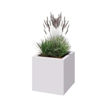 Jardinieră din fibră de sticlă - Pătrat - 50 x 50 x 50 cm - RAL9010 mat (alb) - Cu fund