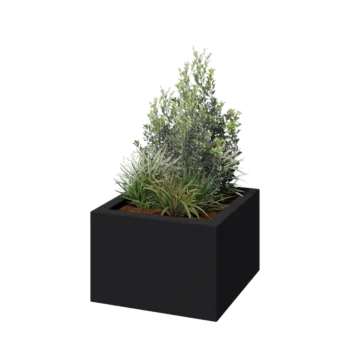 Jardinieră din fibră de sticlă - Pătrat - 60 x 60 x 40 cm - RAL7021 mat (gri negru) - Cu fund