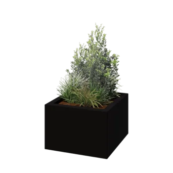 Jardinieră din fibră de sticlă - Pătrat - 60 x 60 x 40 cm - RAL9005 mat (negru) - Cu fund