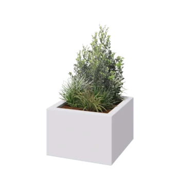 Jardinieră din fibră de sticlă - Pătrat - 60 x 60 x 40 cm - RAL9010 mat (alb) - Cu fund