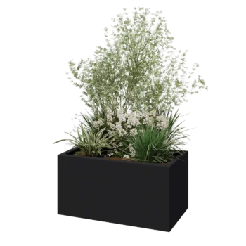 Jardinieră din fibră de sticlă - Dreptunghi - 80 x 40 x 40 cm - RAL7021 mat (gri negru) - Cu fund