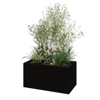 Jardinieră din fibră de sticlă - Dreptunghi - 80 x 40 x 40 cm - RAL9005 mat (negru) - Cu fund