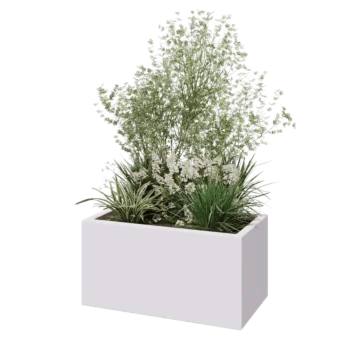 Jardinieră din fibră de sticlă - Dreptunghi - 80 x 40 x 40 cm - RAL9010 mat (alb) - Cu fund
