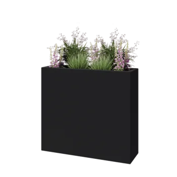 Jardinieră din fibră de sticlă - Dreptunghi - 90 x 25 x 80 cm - RAL7021 mat (gri negru) - Cu fund