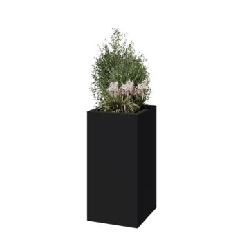 Jardinieră din fibră de sticlă - Pătrat - 40 x 40 x 80 cm - RAL7021 mat (gri negru) - Cu fund
