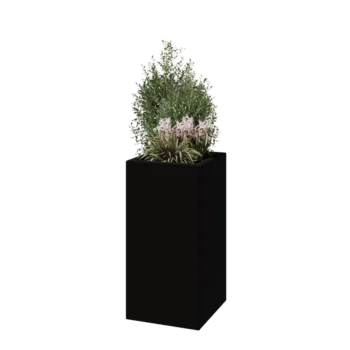 Jardinieră din fibră de sticlă - Pătrat - 40 x 40 x 80 cm - RAL9005 mat (negru) - Cu fund