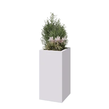 Jardinieră din fibră de sticlă - Pătrat - 40 x 40 x 80 cm - RAL9010 mat (alb) - Cu fund