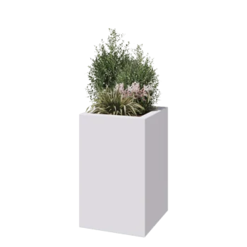 Jardinieră din fibră de sticlă - Pătrat - 50 x 50 x 80 cm - RAL9010 mat (alb) - Cu fund