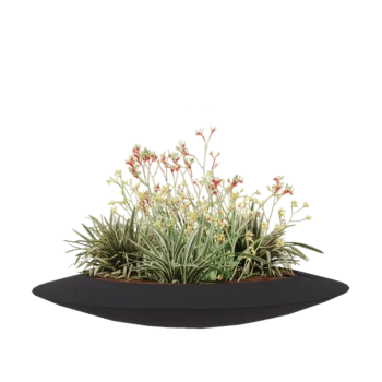 Jardinieră din fibră de sticlă - Vas - Ø 120 x 20 cm - RAL7021 mat (gri negru) - Cu fund