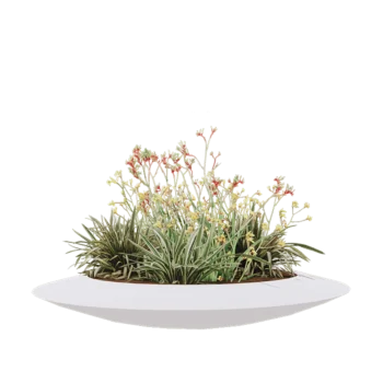 Jardinieră din fibră de sticlă - Vas - Ø 120 x 20 cm - RAL9010 mat (alb) - Cu fund
