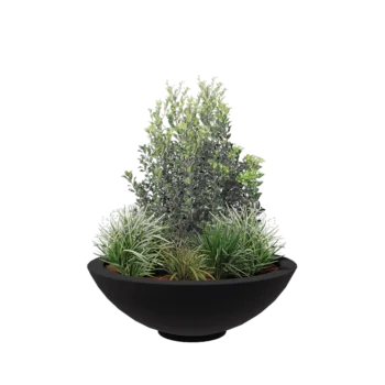 Jardinieră din fibră de sticlă - Vas - Ø 120 x 40 cm - RAL7021 mat (gri negru) - Cu fund