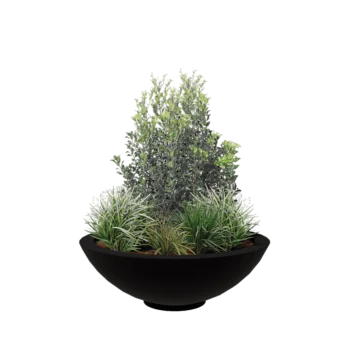 Jardinieră din fibră de sticlă - Vas - Ø 120 x 40 cm - RAL9005 mat (negru) - Cu fund