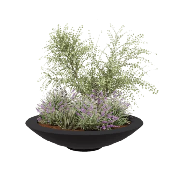 Jardinieră din fibră de sticlă - Vas - Ø 153 x 34 cm - RAL7021 mat (gri negru) - Cu fund