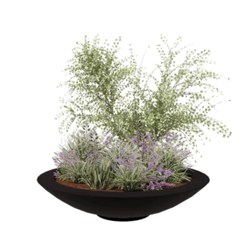 Jardinieră din fibră de sticlă - Vas - Ø 153 x 34 cm - RAL9005 mat (negru) - Cu fund